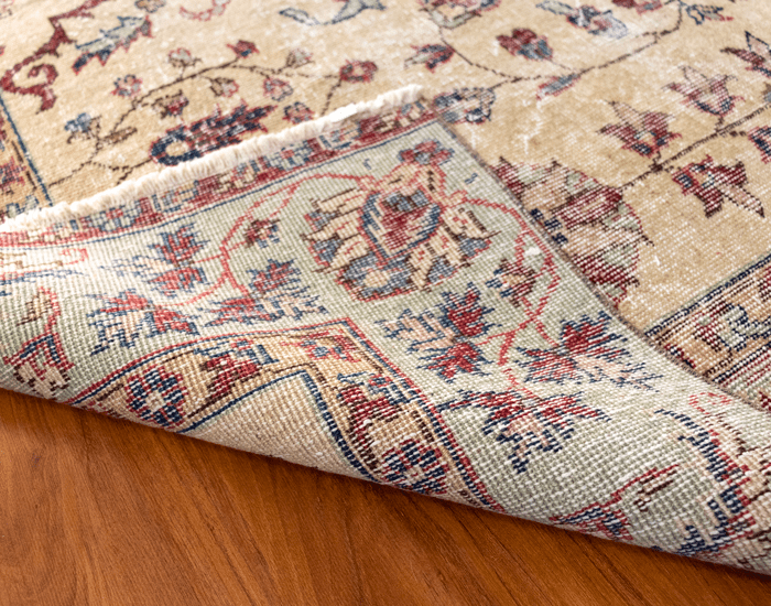 Vintage Hand-Knotted Distressed Turkish Rug