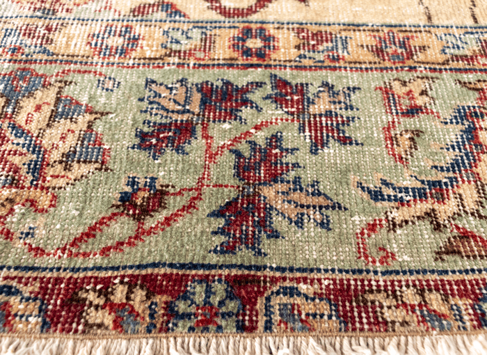 Vintage Hand-Knotted Distressed Turkish Rug