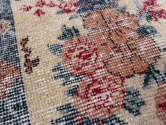 Vintage Hand-Knotted Distressed Turkish Rug