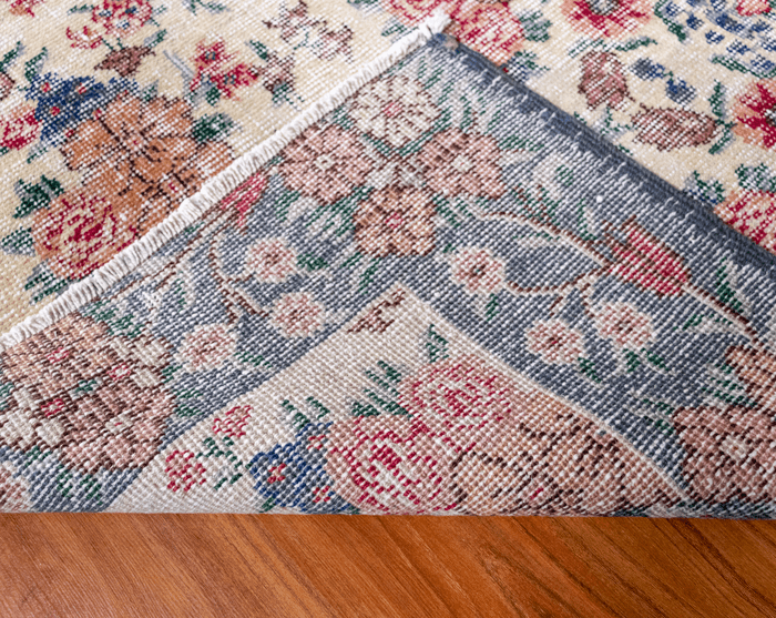 Vintage Hand-Knotted Distressed Turkish Rug