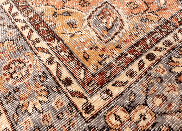 Vintage Hand-Knotted Distressed Turkish Rug