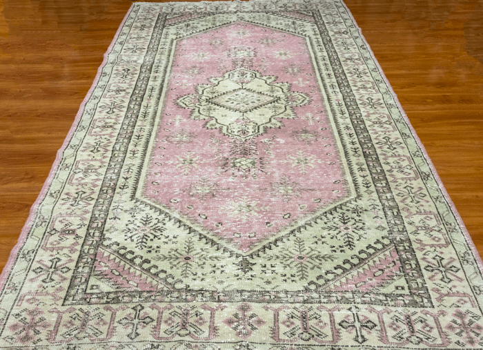 Vintage Hand-Knotted Distressed Turkish Rug