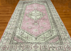 Vintage Hand-Knotted Distressed Turkish Rug