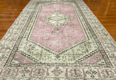 Vintage Hand-Knotted Distressed Turkish Rug