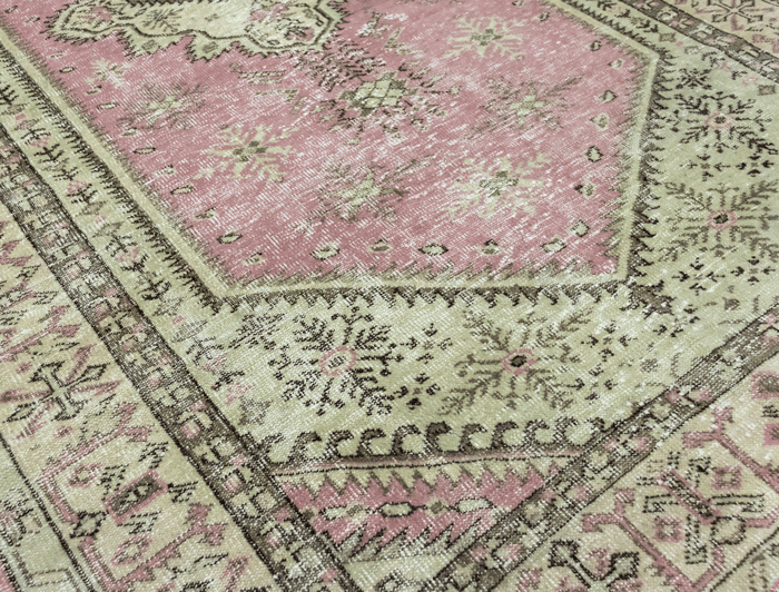 Vintage Hand-Knotted Distressed Turkish Rug