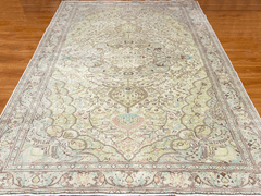 Vintage Hand-Knotted Distressed Turkish Rug