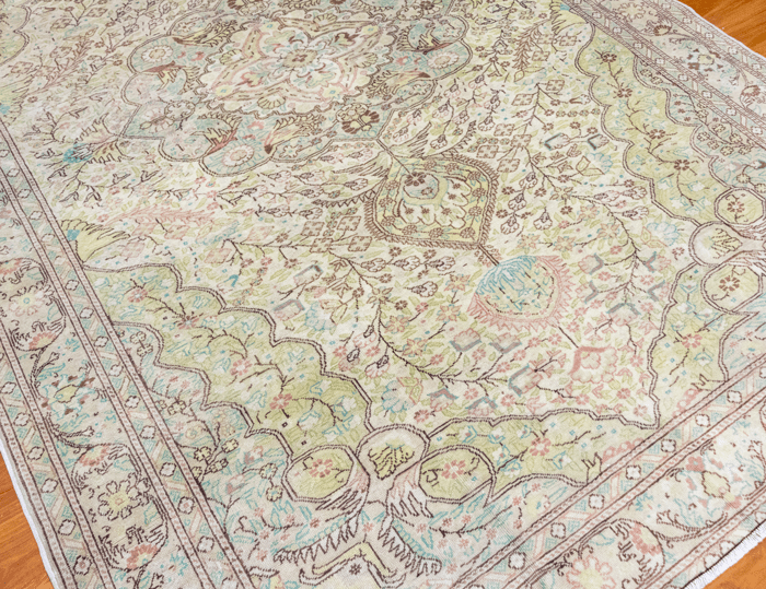 Vintage Hand-Knotted Distressed Turkish Rug