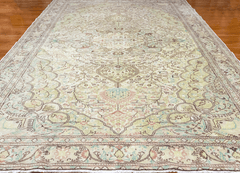 Vintage Hand-Knotted Distressed Turkish Rug