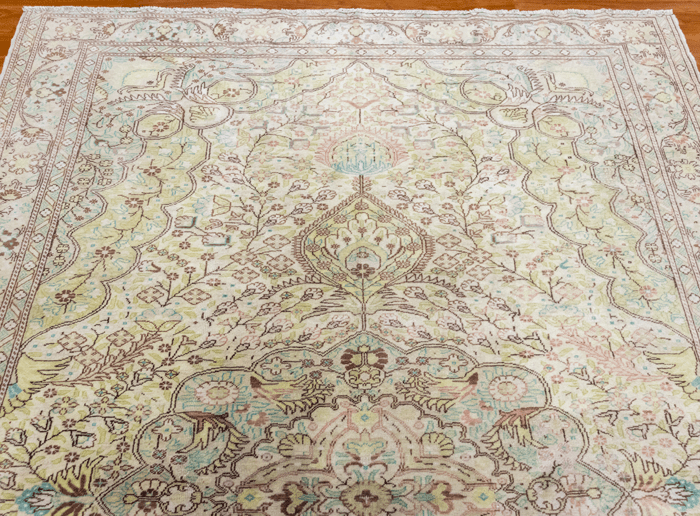 Vintage Hand-Knotted Distressed Turkish Rug