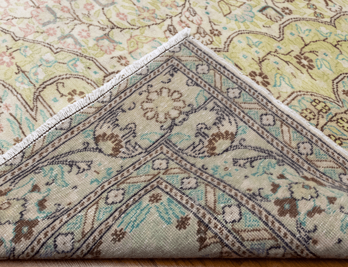 Vintage Hand-Knotted Distressed Turkish Rug