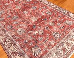 Vintage Hand-Knotted Distressed Turkish Rug