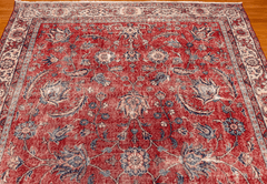 Vintage Hand-Knotted Distressed Turkish Rug