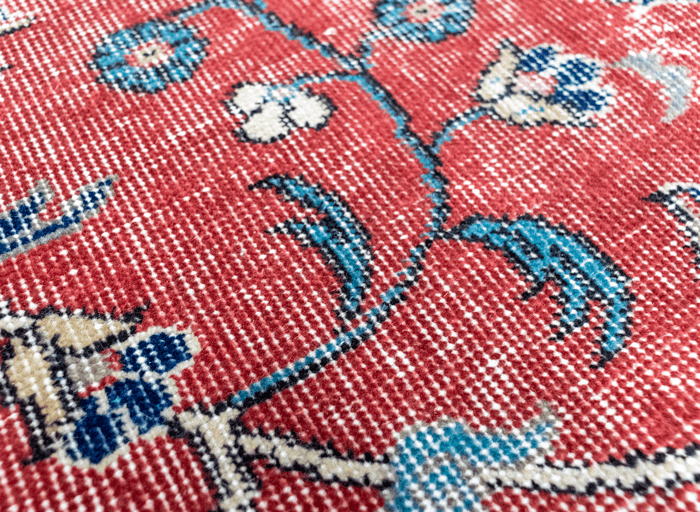 Vintage Hand-Knotted Distressed Turkish Rug