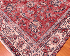 Vintage Hand-Knotted Distressed Turkish Rug