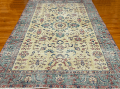 Vintage Hand-Knotted Distressed Turkish Rug