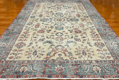 Vintage Hand-Knotted Distressed Turkish Rug