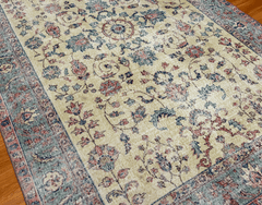 Vintage Hand-Knotted Distressed Turkish Rug
