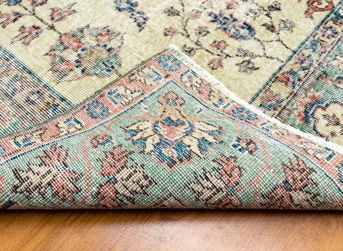 Vintage Hand-Knotted Distressed Turkish Rug