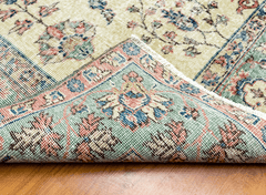 Vintage Hand-Knotted Distressed Turkish Rug