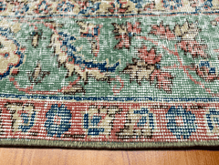 Vintage Hand-Knotted Distressed Turkish Rug
