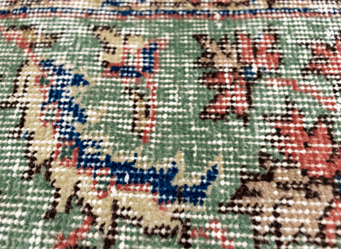 Vintage Hand-Knotted Distressed Turkish Rug