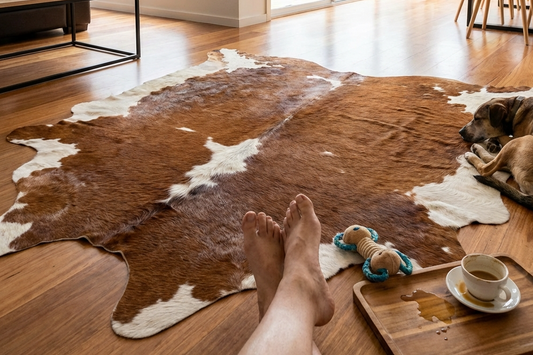 Are cowhide rugs worth it for Australian homes – natural leather rug styling