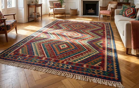 Large kilim rug for Australian living room