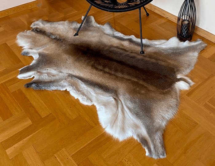 thumbnail image 2 of Genuine Reindeer Hide Rug – Greyish – 3x5 Ft – Scandinavian Style – Luxury Cowhides 2 of 6