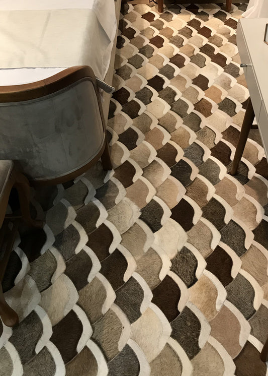 Tan Branco Cowhide Patchwork Rug