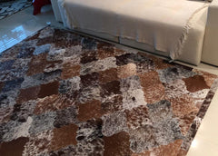 Salt & Pepper Bari Block Cowhide Patchwork Rug