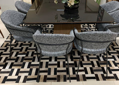 Beige Preto Cowhide Patchwork Rug