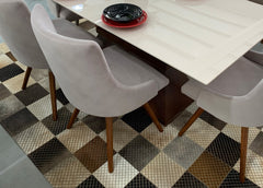 Tricolor Linha Block Cowhide Patchwork Rug