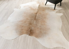 Beige And White Cowhide Rug (Size: 260 X 220 CM) CHR2354