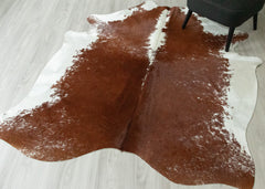 Salt Pepper Brown & White Cowhide Rug (Size: 210 X 180 CM) CHR2413