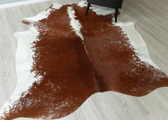 Salt Pepper Brown & White Cowhide Rug (Size: 210 X 180 CM) CHR2413