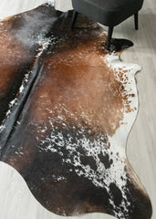 (Rare) Salt Pepper Tri-Color Cowhide Rug (Size: 240 X 210 CM) CHR2428