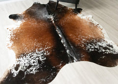 (Rare) Salt Pepper Tri-Color Cowhide Rug (Size: 240 X 210 CM) CHR2428