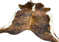Dark White Spine Belly Brindle Cowhide Rug (Size: 240 X 210 CM) CHR1904