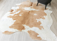 Beige And White Cowhide Rug (Size: 250 X 210 CM) CHR2391