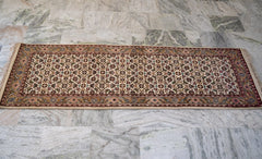 Oriental Agra Hand-Knotted Wool Hallway Runner Rug