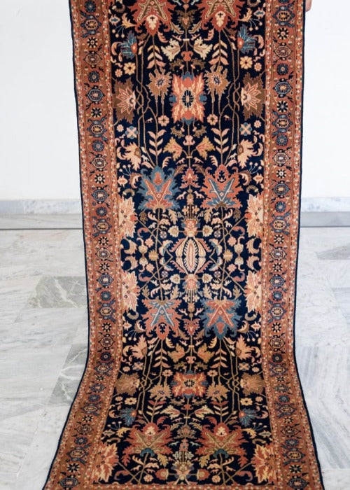 Oriental Agra Hand-Knotted Wool Hallway Runner Rug