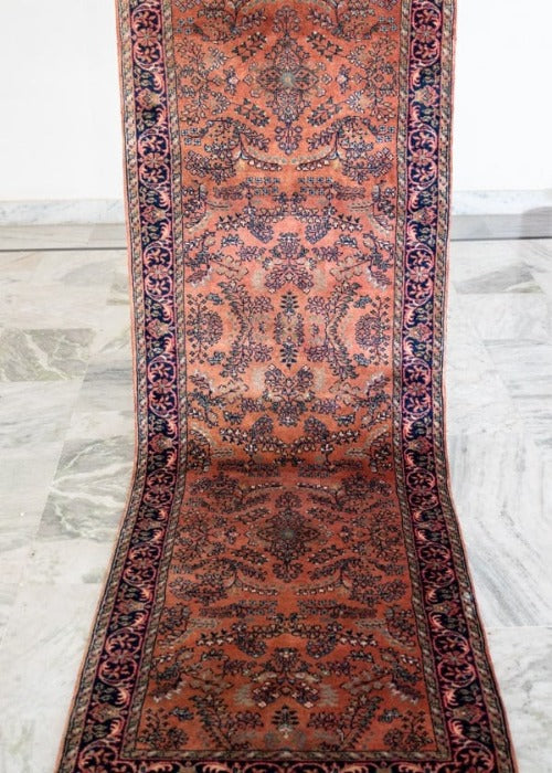 Oriental Agra Hand-Knotted Wool Hallway Runner Rug