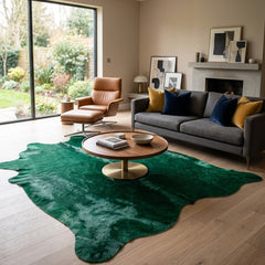 Dyed Emerald Green Cowhide Rug