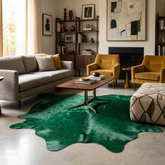 Dyed Emerald Green Cowhide Rug