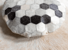 Grey Round Cowhide Cushion