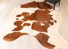 Brown And White Cowhide Rug (Size: 240 X 200 CM) CHR2212