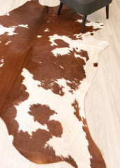Brown And White Cowhide Rug (Size: 240 X 200 CM) CHR2213
