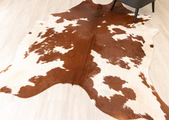 Brown And White Cowhide Rug (Size: 240 X 200 CM) CHR2213
