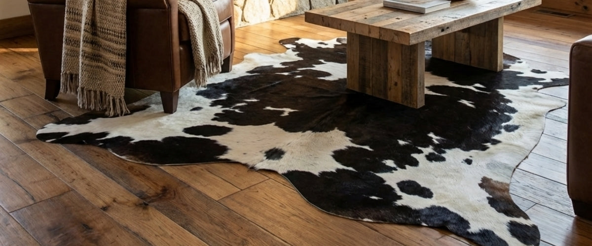 Large cowhide rugs with natural patterns for Australian interiors”