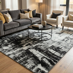 Abstract Style Grey Area Rug